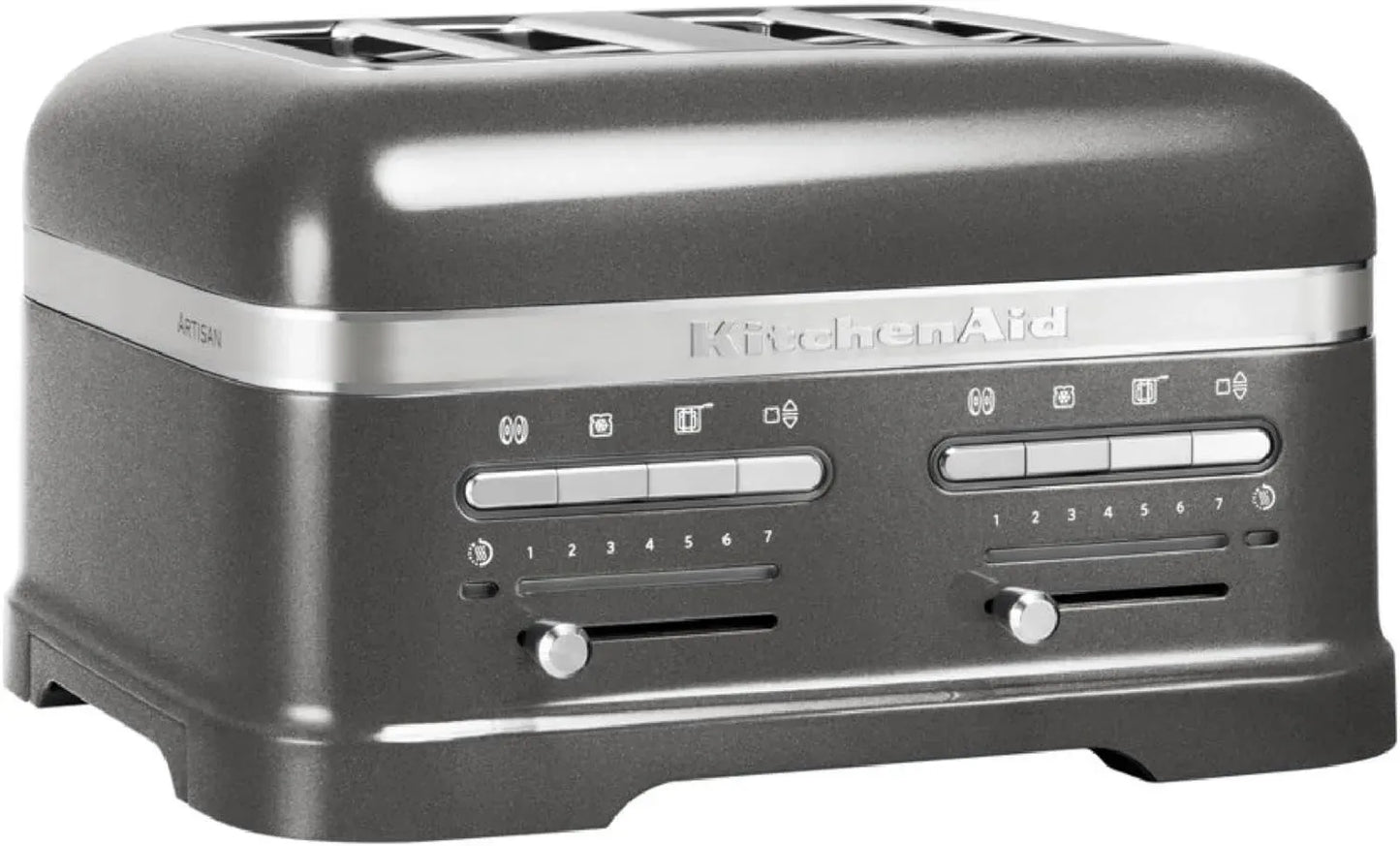 Grille-pain 4 tranches KitchenAid Artisan avec décongélation, 7 niveaux de brunissage, gris étain
