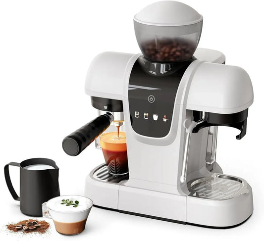 Cafetière Expresso 20 Bars avec Broyeur et Baguette Vapeur