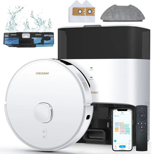 Robot Aspirateur Laveur AIRROBO GT21 avec Station Auto-Nettoyage, 3.5L, Navigation LiDAR Précise, 180min Autonomie, Idéal pour Animaux, Évitement Intelligent, Contrôle WiFi/App
