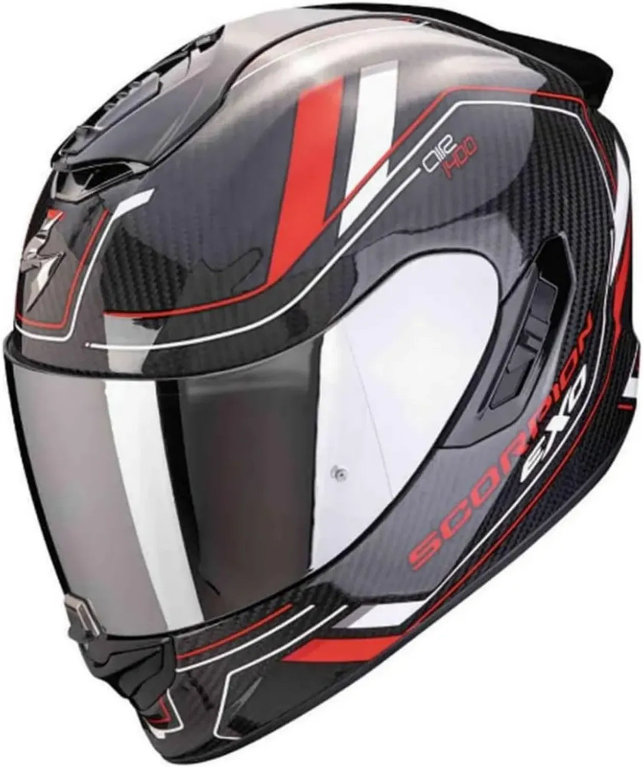 Casque Scorpion EXO-1400 Evo II Carbon Mirage Noir Rouge Blanc Taille M