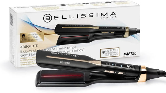 Fer à Lisser Infrarouge Bellissima - Pour Cheveux Épais - Plaque Céramique et Kératine - 4 Réglages de Température, Chauffage Rapide, Design Ergonomique