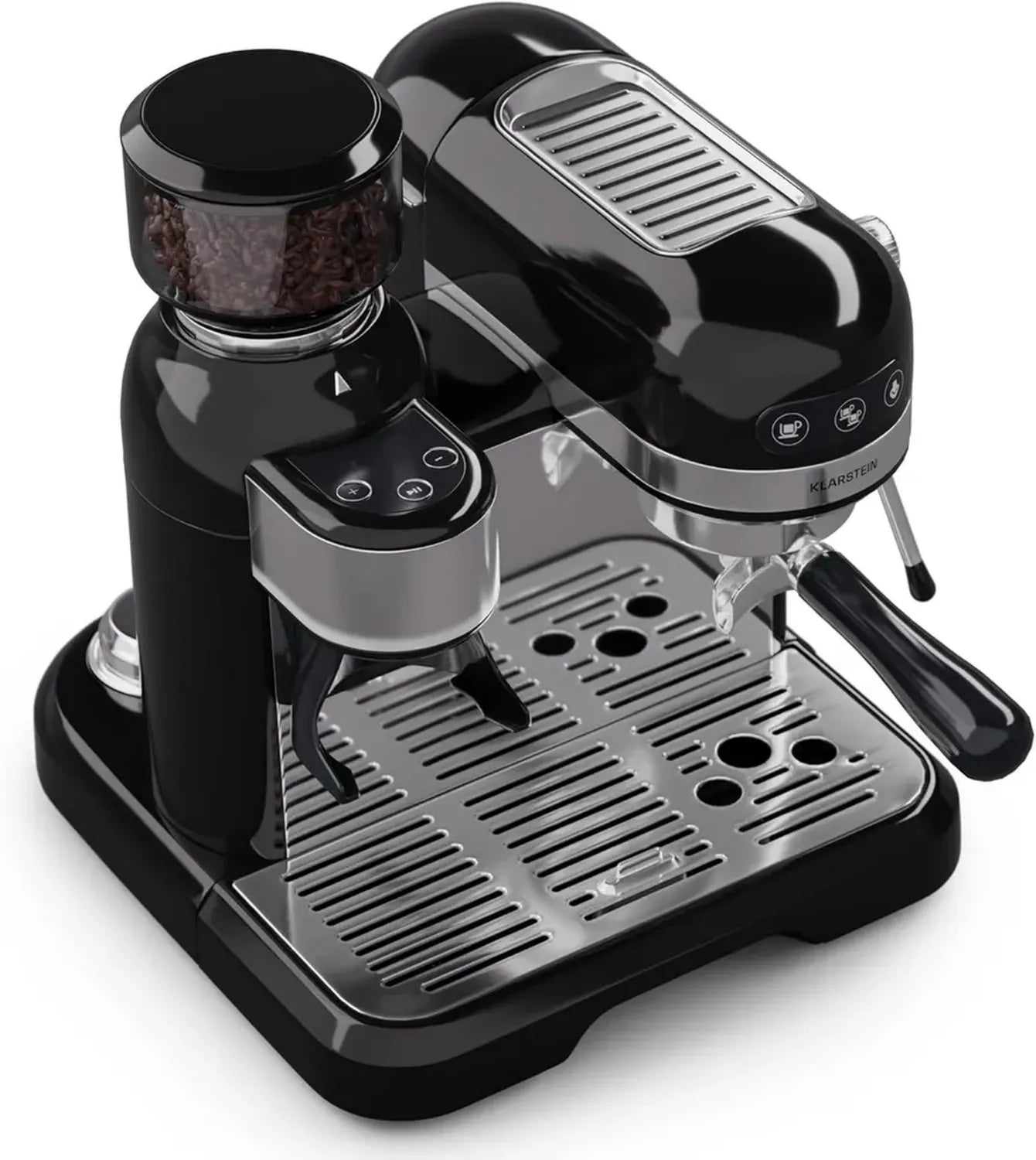 Klarstein Machine à Café 20 Bar avec Mousseur, 1,4L, 1550W, Moulin Intégré, Expresso, Cappuccino, Latte