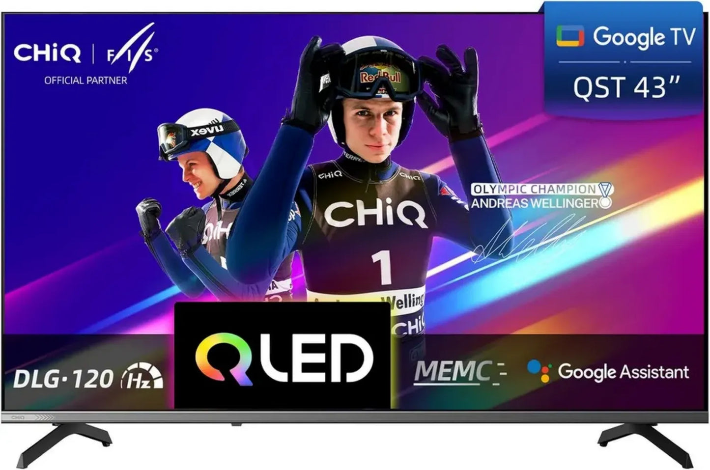 Téléviseur QLED 4K UHD 43' CHIQ Smart avec Google TV, HDR10, ALLM & VRR pour Gaming, Design Élégant, Dolby Audio, Wi-Fi Double Bande