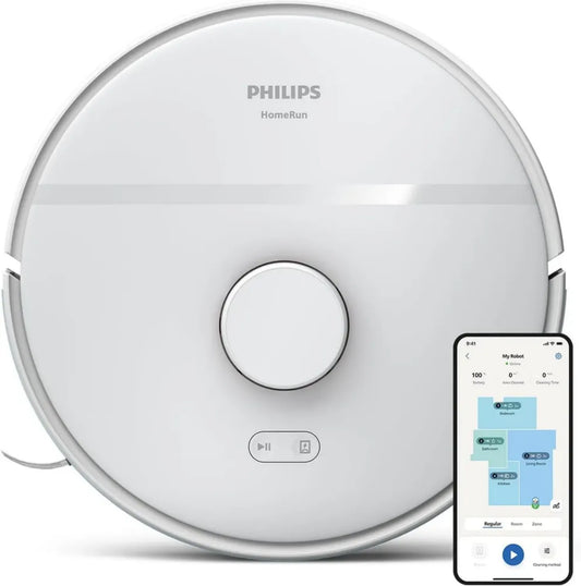 Philips Aspirateur Robot Série 2000 - Aspiration et Lavage, 2700 Pa, Navigation Intelligente, Contrôle via Application, Blanc