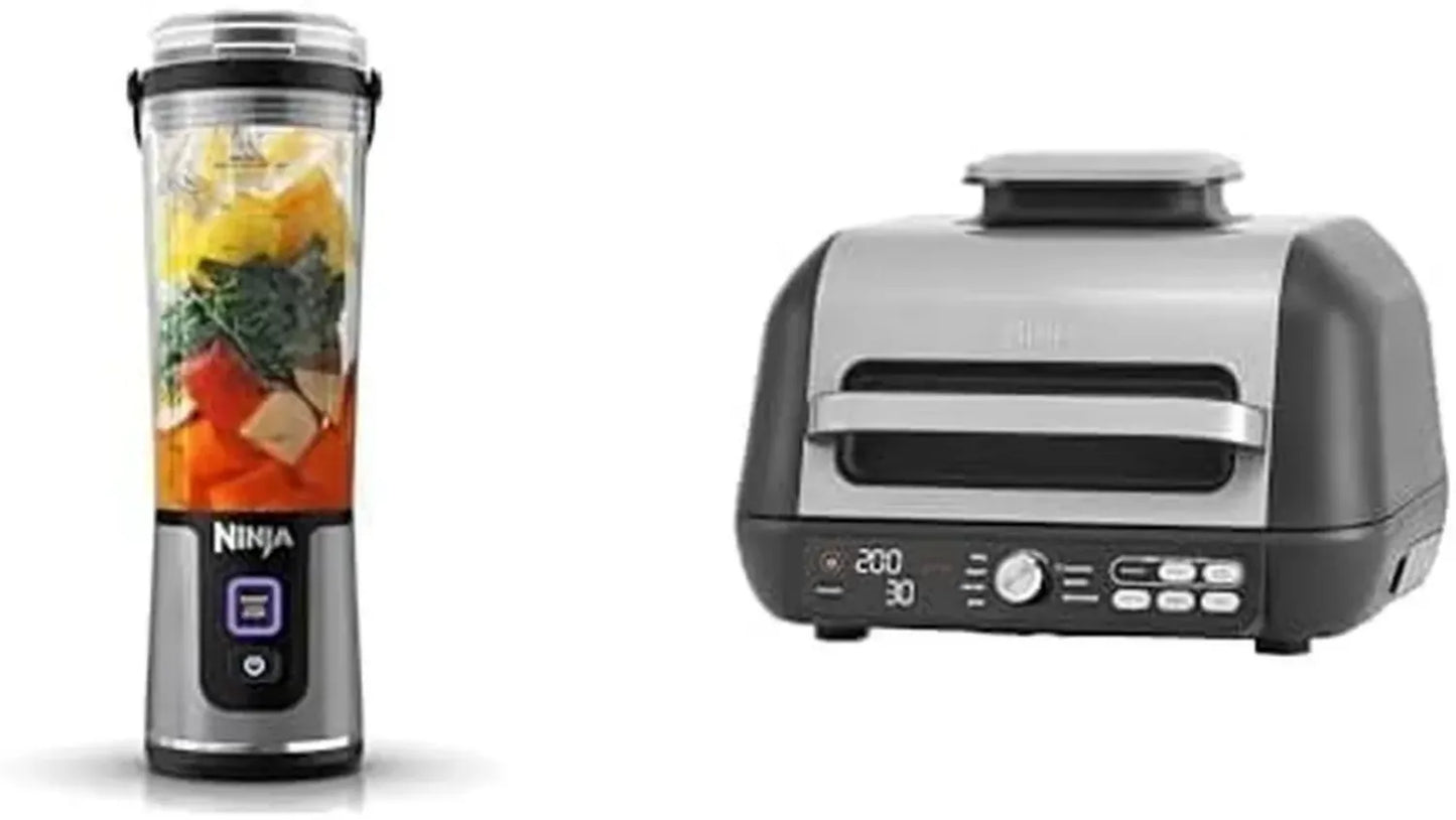 Blender portable Ninja 530 ml + Ninja Foodi MAX PRO Grill et Air Fryer, 7 en 1, avec sonde de cuisson numérique