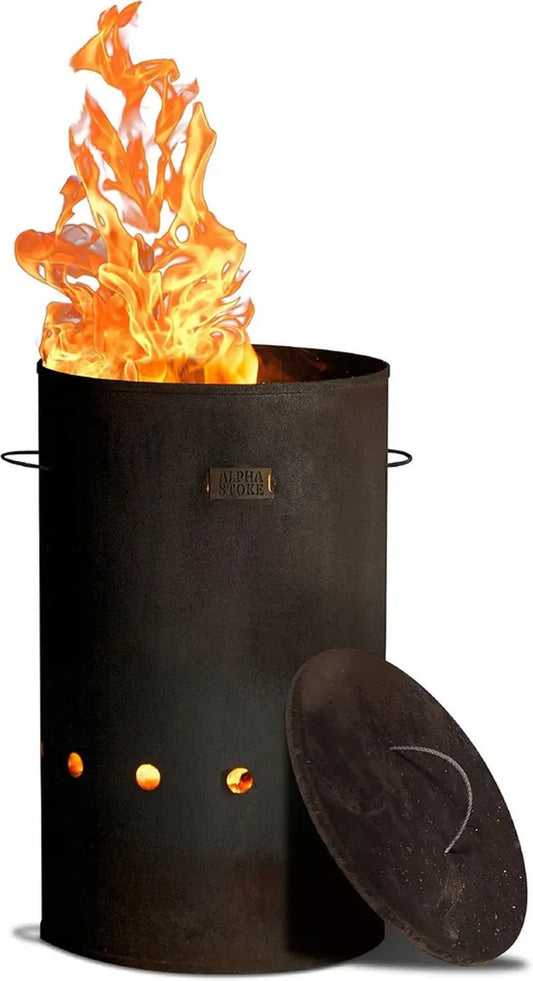 Foyer à Feu Extérieur Alpha Stoke en Acier Corten et Inox - Tailles L et XL