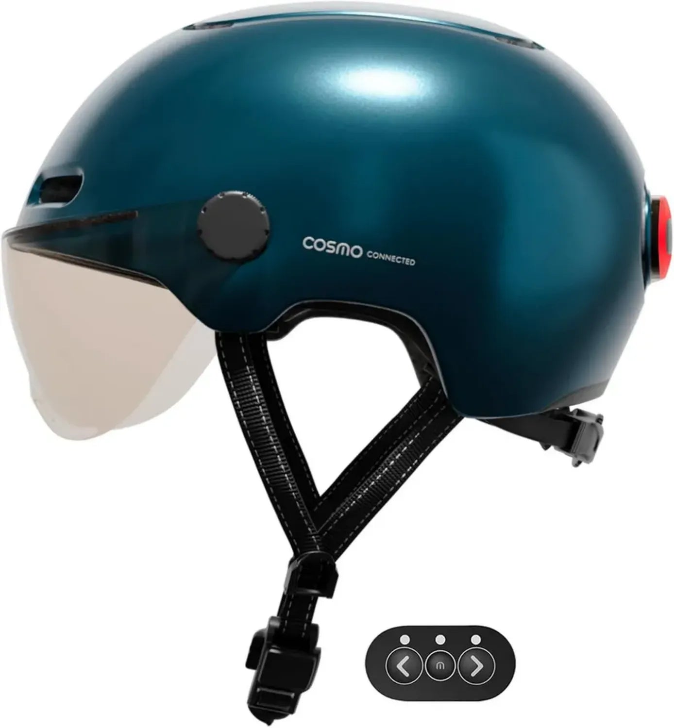 Casque Connecté Cosmo Fusion+ pour Cyclisme et Trottinette, Taille Adulte - Visière Intégrée, Sécurité Avancée avec Clignotants, Freinage Automatique, Partage du Trajet et Détection de Chutes