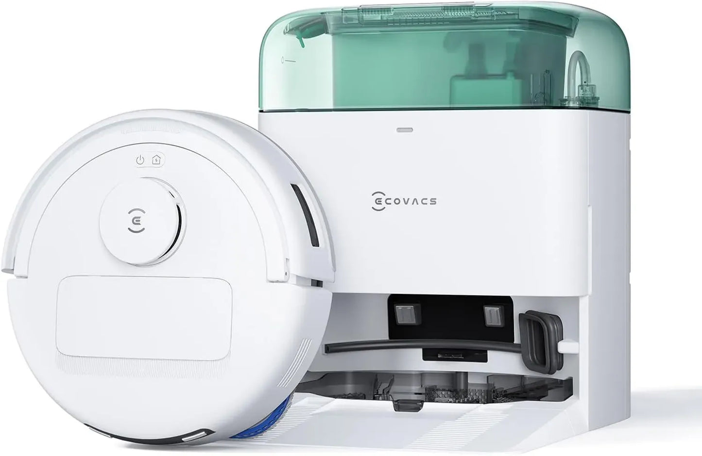 Aspirateur Robot ECOVACS DEEBOT Mini Vert, 8000 Pa, ZeroTangle 2.0, TrueMapping 2.0, Séchage 45°C, Vidage Automatique, Lavage Profond Intelligent, Nettoyage Automatique