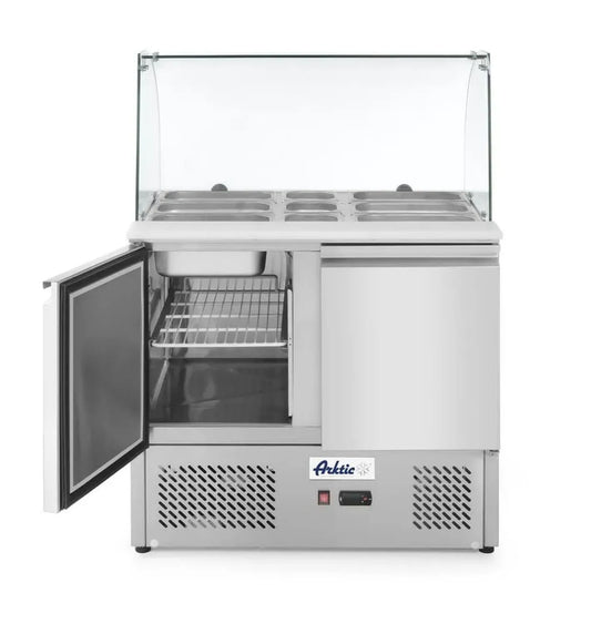 Saladette HENDI 300L avec Double Portes et Vitrine Réfrigérée