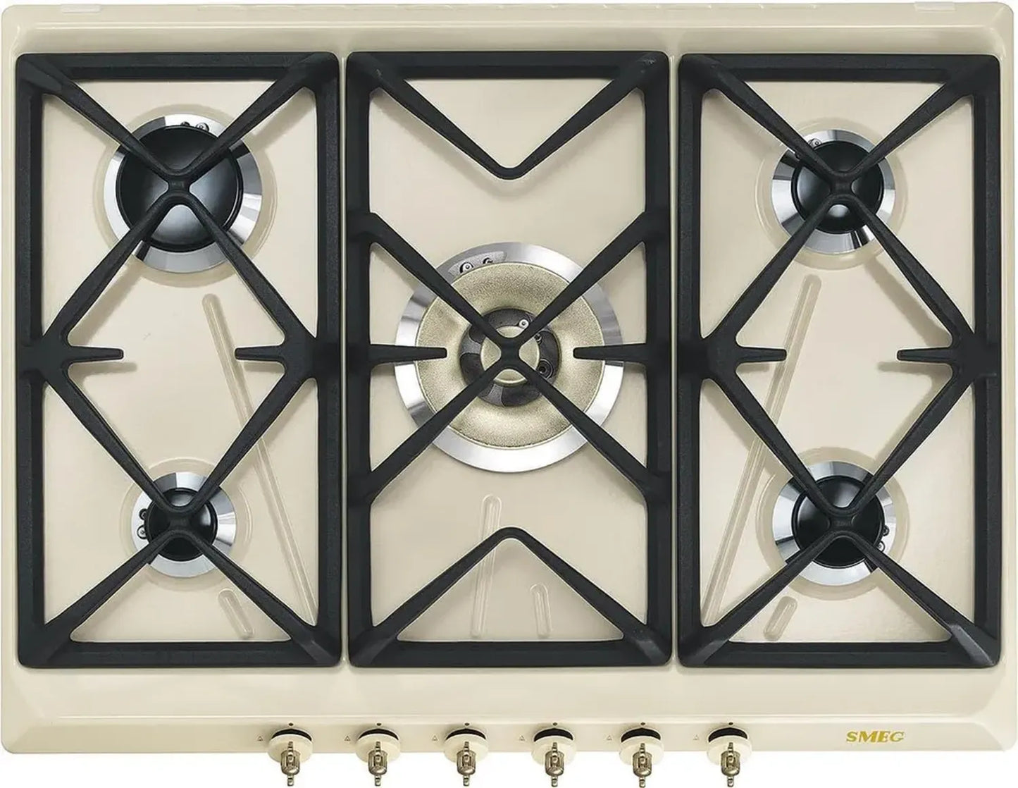 SMEG Plaque de Cuisson Gaz 5 Feux Émaillée SRV876POGH