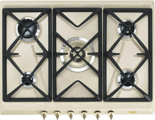 SMEG Plaque de Cuisson Gaz 5 Feux Émaillée SRV876POGH