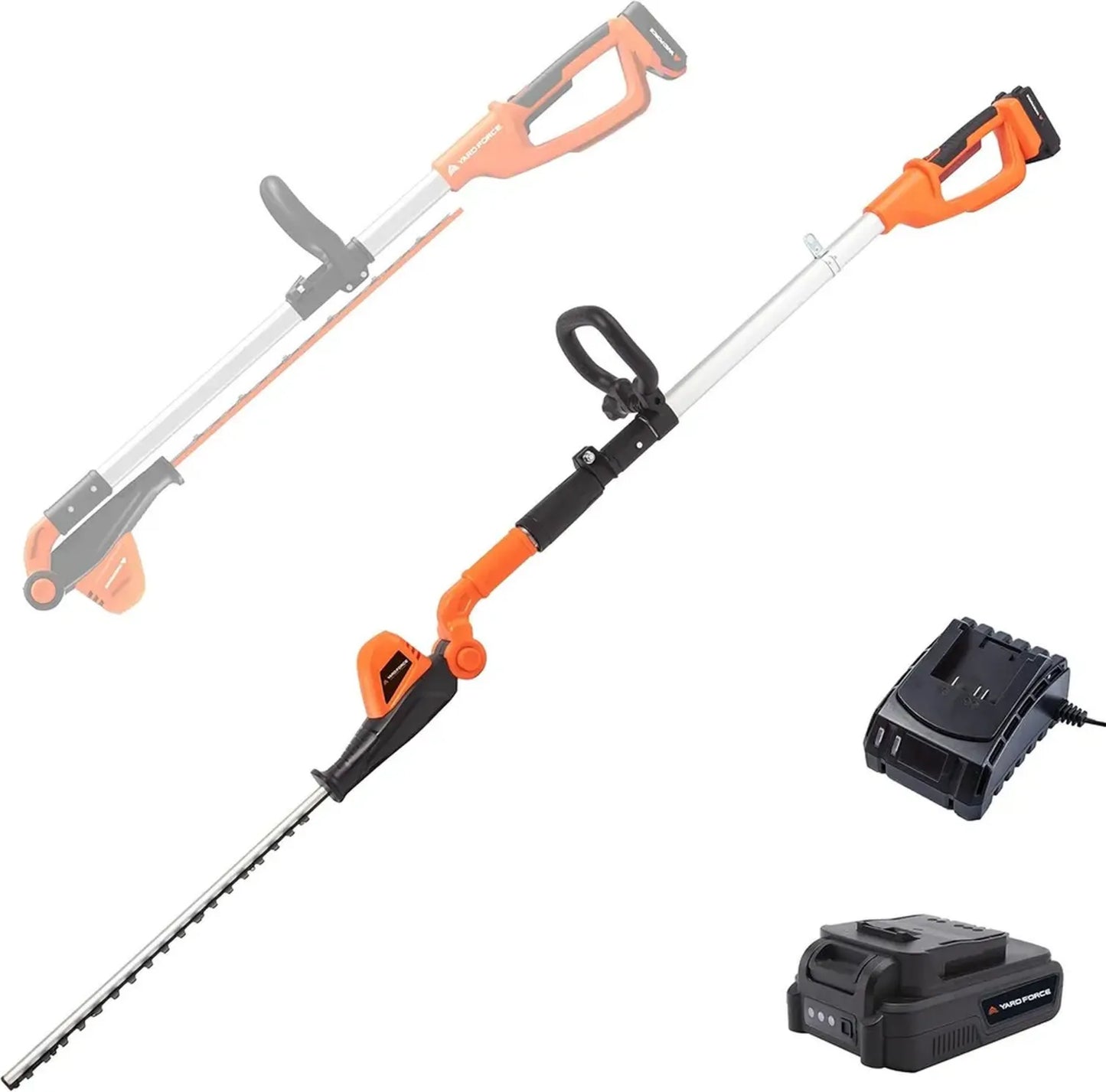 Taille-haie sans-fil Yard Force 20V - Longueur 41 cm, tête ajustable, batterie Li-ion