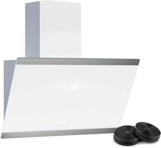Klarstein FlashLine Hotte 60 cm, Écran Tactile, 524 m³/h, Classe A++, LED, Silencieuse 34,5 dB, Blanche, Extraction et Recyclage