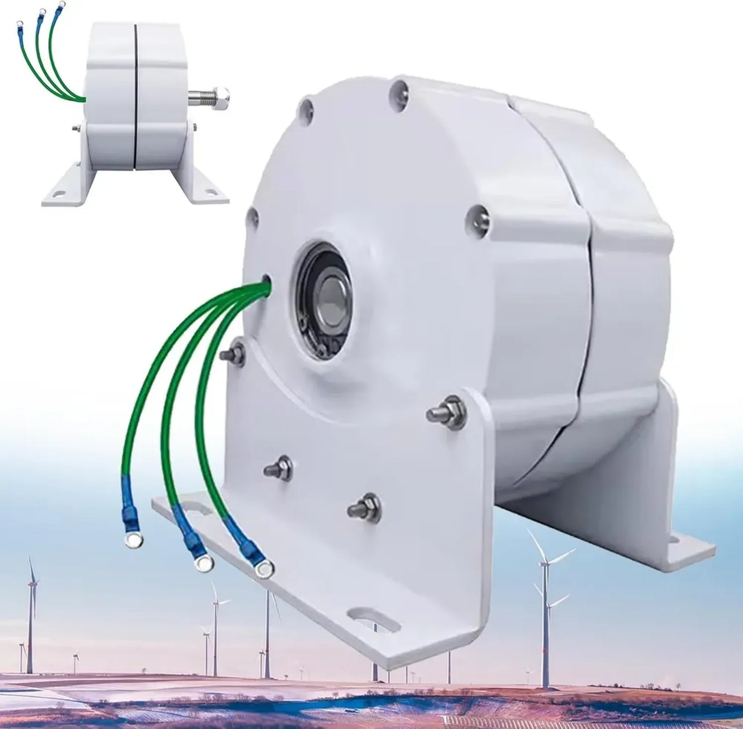 Générateur Électrique 12 000 W - Alternateur Triphasé Sans Balais Haute Efficacité pour Éoliennes et Hydro Turbines, Base Robuste, 24 V Basse Vitesse