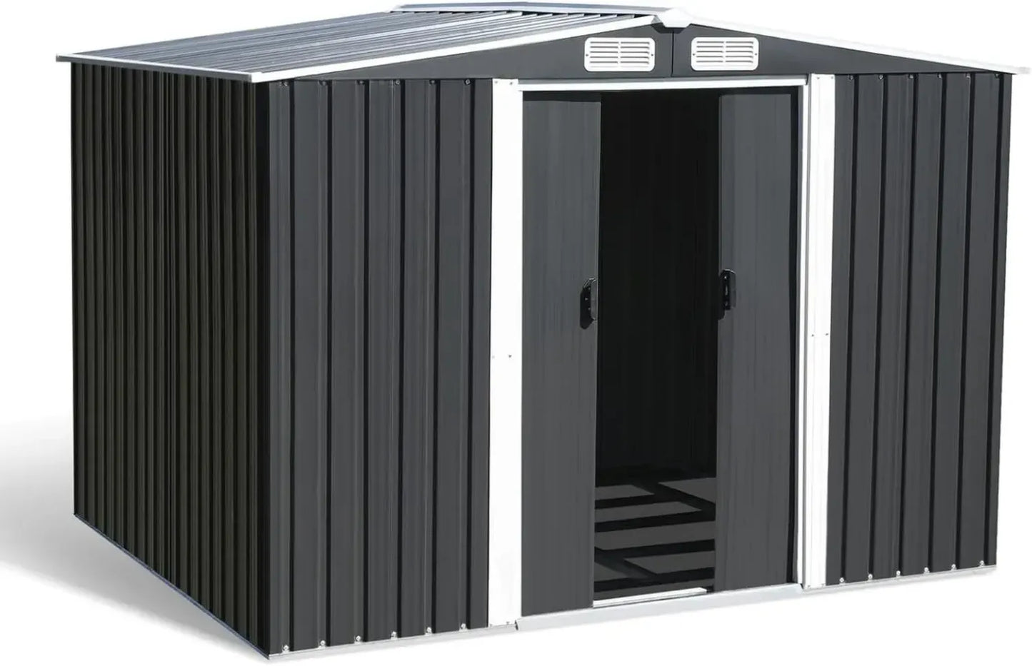 Abri de Jardin en Acier Galvanisé Gris 5,3 m² avec Base - IDMarket