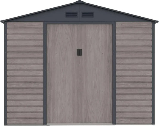 Cabanon de Jardin en Métal Galvanisé Style Bois Gris 7,17 m² - ADELMO