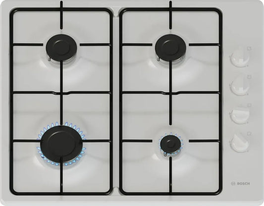 Plaque de Cuisson Gaz Bosch 60 cm, 4 Brûleurs, Blanc