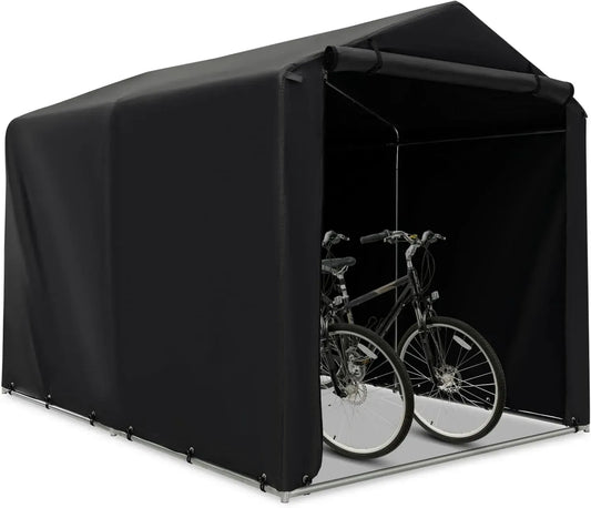 COSTWAY Abri de Vélo Extérieur 160x218x164 cm, Garage Portable avec Porte Zippée, Housse pour Terrasse et Jardin (Gris Foncé)