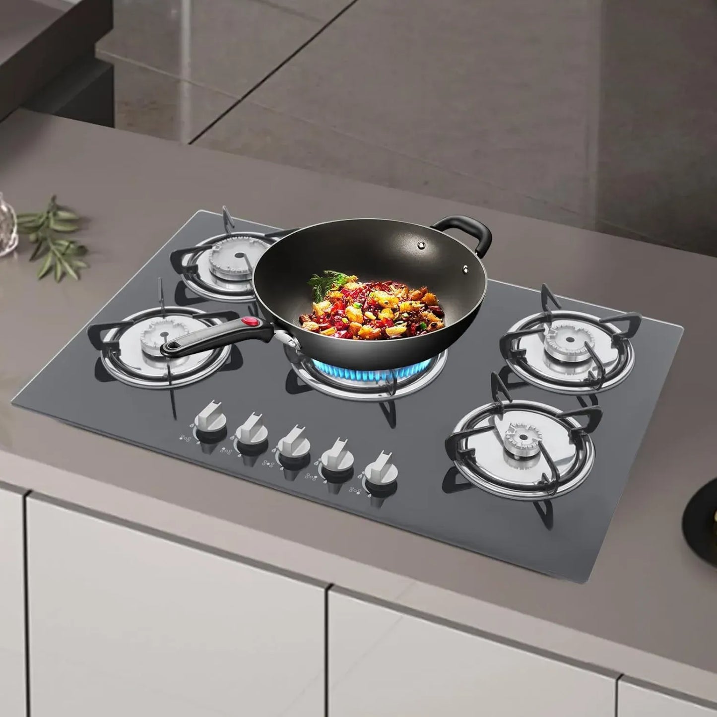 Table de Cuisson à Gaz 5 Feux avec Sécurité et Nettoyage Facile