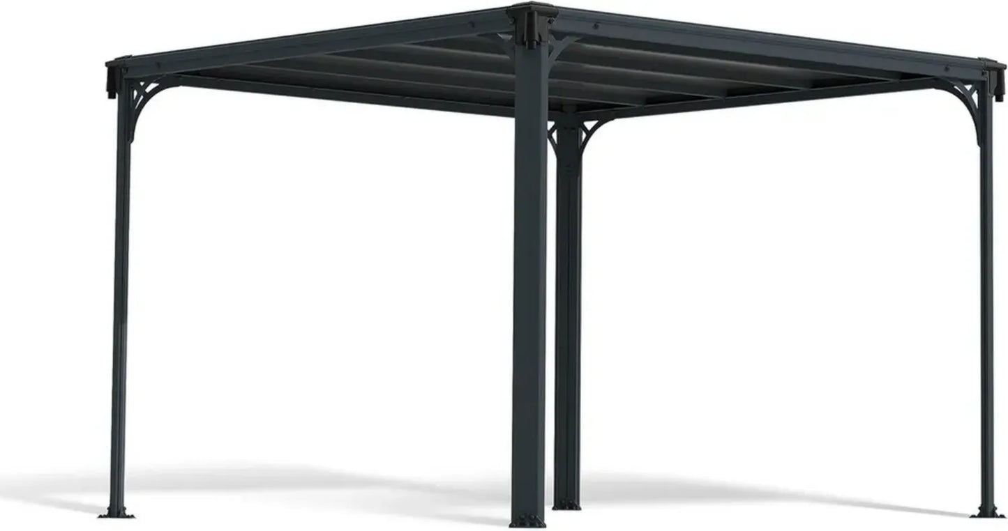 Tonnelle Milano - Aluminium et Polycarbonate, 309x309cm, Gris Anthracite