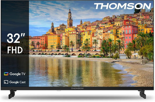Téléviseur LED Full HD 32'' Thomson, Smart TV Google, Wi-Fi, Dolby Vision IQ, Atmos, HDR10, Bluetooth 5.1, Triple Tuner, HDMI, CI - Modèle 32FG2S14