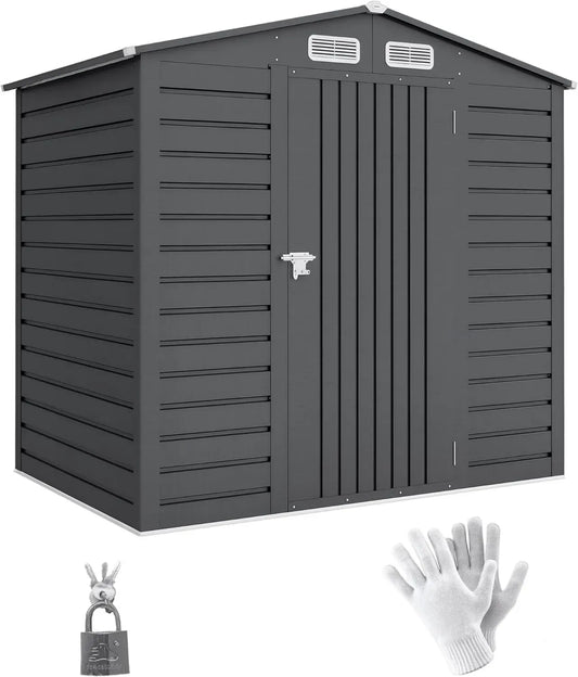 Abri de Jardin Métal 2,27 m² Outsunny, Acier Galvanisé avec Aérations et Toit à Deux Pans, Accessoires Inclus, 190x131x188cm, Gris
