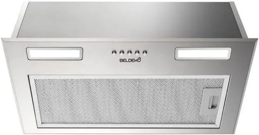 Hotte Encastrable BELDEKO 52 cm - Évacuation/Recyclage - 335 m³/h - Filtres à Charbon - Acier Inoxydable