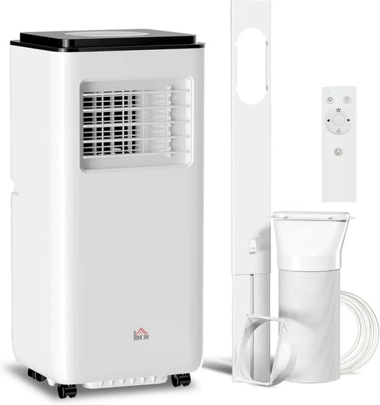 Climatiseur Mobile HOMCOM 4-en-1 10000BTU avec Télécommande et Minuterie, Blanc
