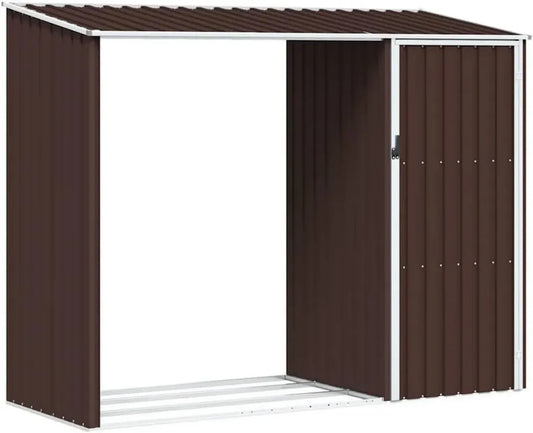 Abri de Jardin en Acier Marron 245x98x159 cm pour Bûches