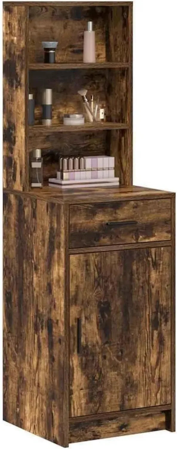 Armoire Haute Moderne en Chêne Fumé 135 cm, Buffet Élégant en Bois d'Ingénierie