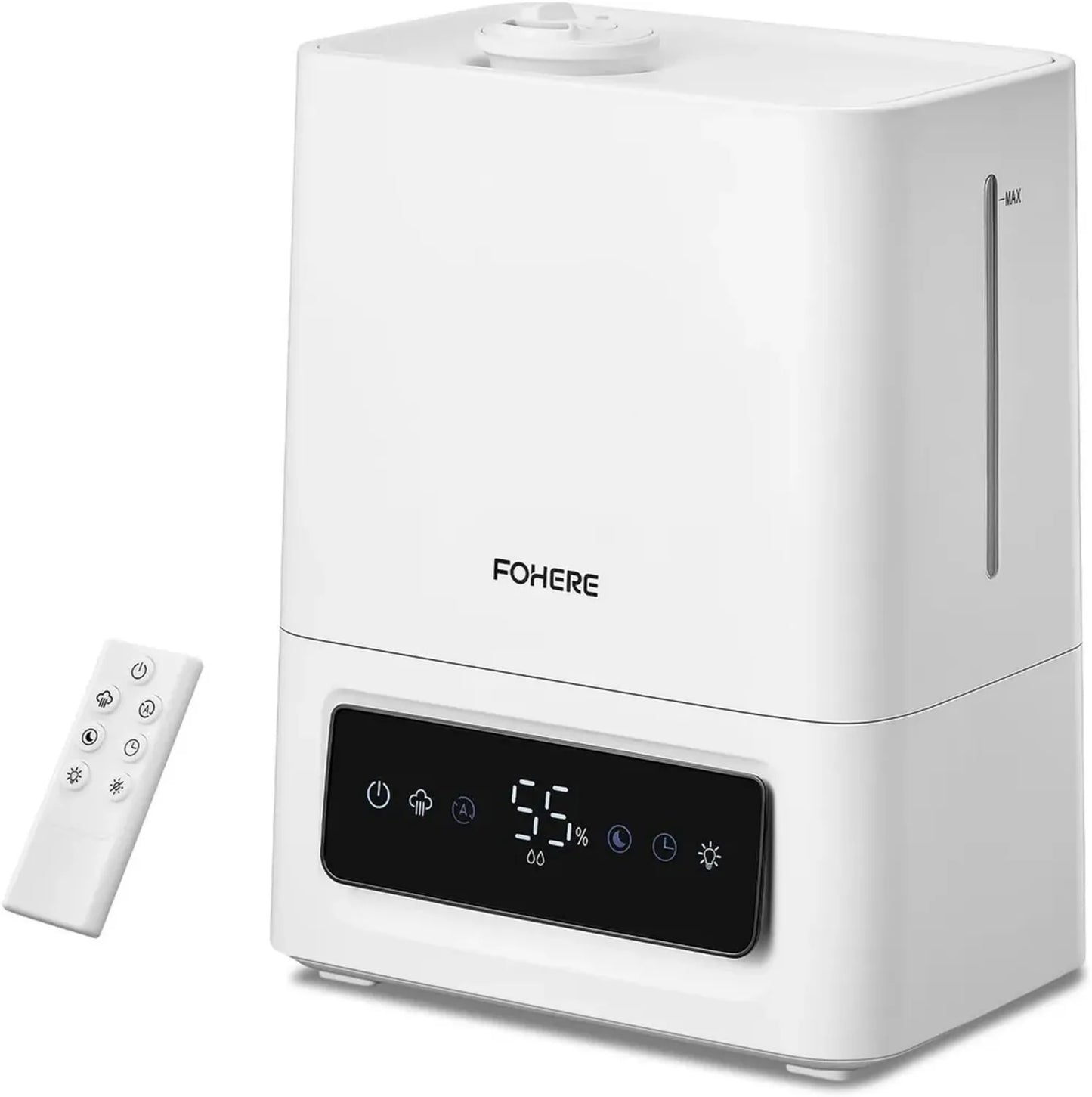 Humidificateur Ultrasonique 6L pour Grandes Pièces, Silencieux 28dB, Capteur d'Humidité et Veilleuse