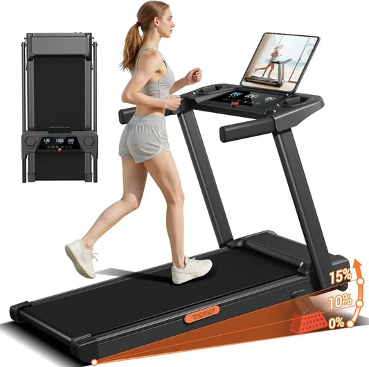 Tapis de Course Pliable 3,0CV avec Inclinaison 15%, Écran LED et Vitesse 12KM/H