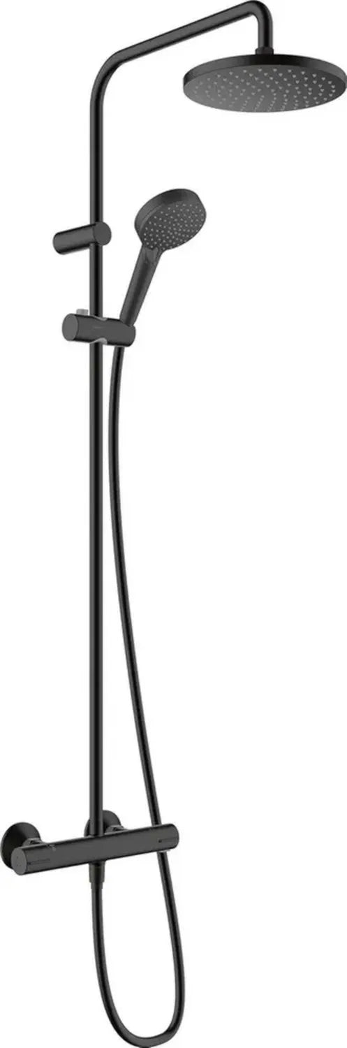 Colonne de Douche Noir Mat Hansgrohe Vernis Blend 200, ÉcoSmart 9 l/min, Mitigeur Thermostatique Inclus