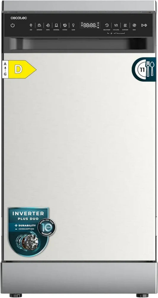 Lave-vaisselle Compact Cecotec Bolero Aguazero 45 cm Inox - 11 Couverts, 9 Programmes, Classe Énergétique D