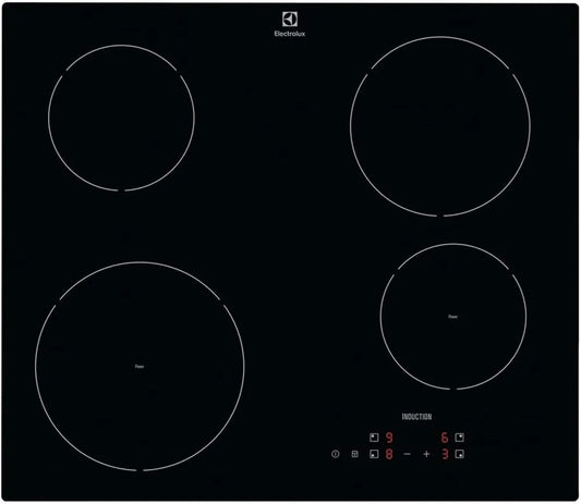 Plaque induction vitrocéramique 60 cm avec 4 zones de cuisson, noir élégant