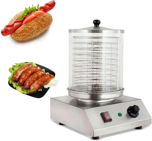 Grill Saucisses Électrique 350W en Acier Inoxydable, 7 Niveaux de Température, Idéal pour Restauration et Loisir
