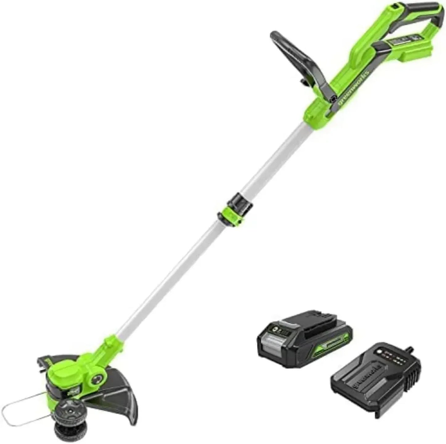 Taille-bordures Sans Fil 24V Greenworks 30cm, Batterie 2Ah et Chargeur Inclus, 3 Bobines de Fil Double