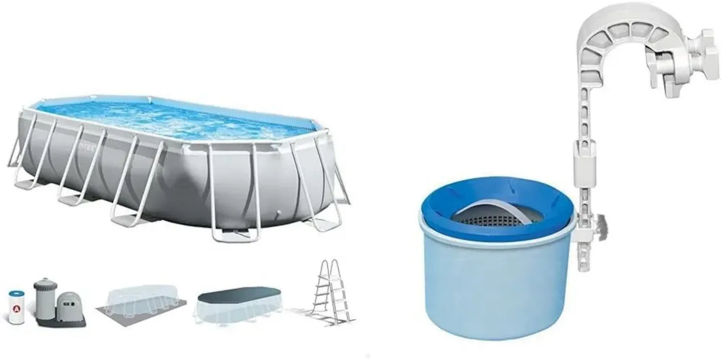 Ensemble Piscine Ovale Intex Prism Frame avec Skimmer de Surface Deluxe 5,03 x 2,74 x 1,22 m