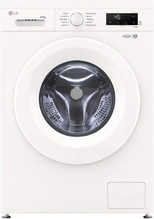 LG Lave-linge W4X1085NWH, 8/5kg, 1400 tr/min, Moteur Inverter Direct Drive, 6 Mouvements, Vapeur, Wi-Fi ThinQ, Blanc, Classe A/E