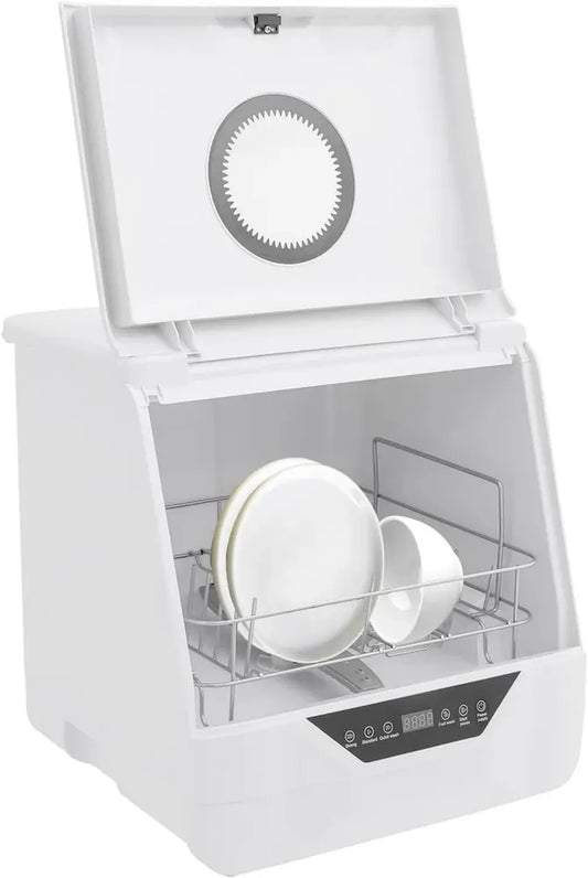 Lave-vaisselle Compact 360°, 4 Programmes pour Petits Espaces et Familles