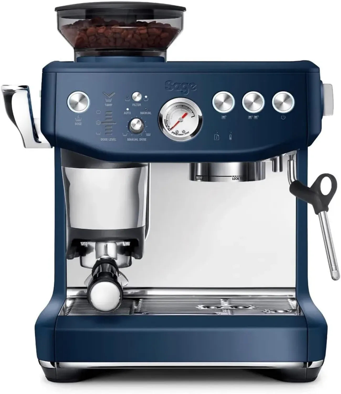 Sage Machine à Expresso Barista Express avec Mousseur à Lait et Moulin – Bleu Prune