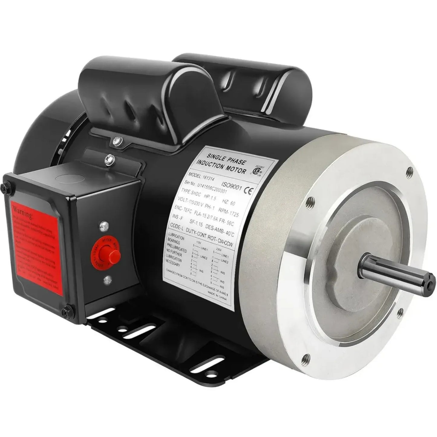 Moteur électrique 1,5 CV 1750 tr/min 115/230 V IP55 Usage Intensif