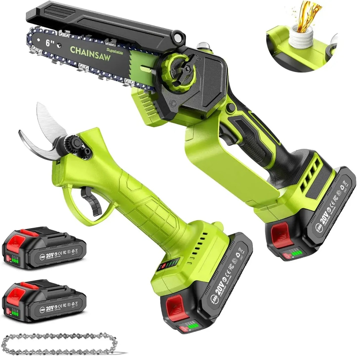 Scie Électrique Portable 6 Pouces, Sécateur Sans Fil avec Batteries, Moteur Brushless pour Troncs et Branches