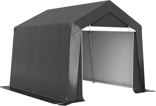 Abri de Jardin Outsunny 3x3m, Tente de Stockage Imperméable Anti-UV, Armature Acier Galvanisé, Grande Porte, Garage Vélo Extérieur, Gris Foncé