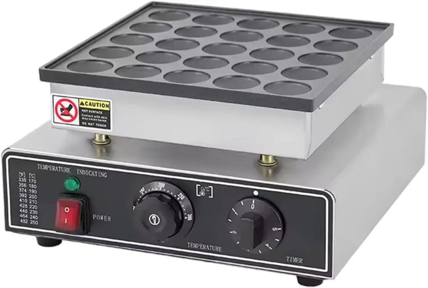 Appareil à Poffertjes Électrique 850W, 25 Moules Antiadhésifs 1,6 Pouces, Crêpière Professionnelle 220V