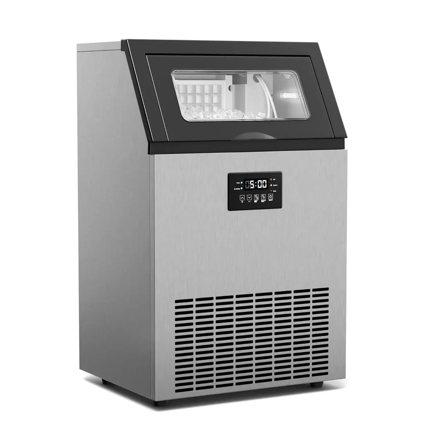 Klarstein Glacial Machine à Glaçons Commerciale - 55 kg/24 h, Compresseur 400 W, Bac de 15 kg, Écran Multitouch, Acier Inoxydable