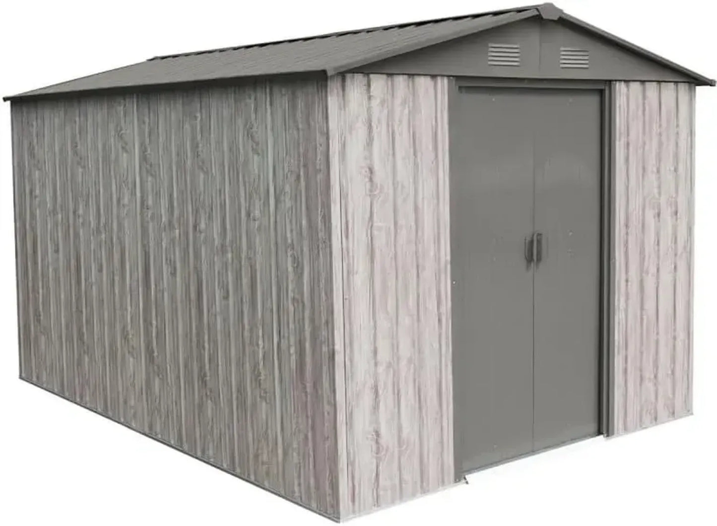 Abri de Jardin Métallique Beige 7,15m² avec Toiture Résistante à la Neige et Ventilation