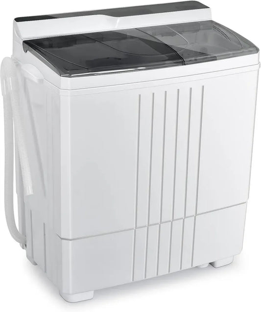 Giantex Machine à Laver Portable 9kg, Double Tambours, Compacte pour Camping-Cars, Blanc/Gris