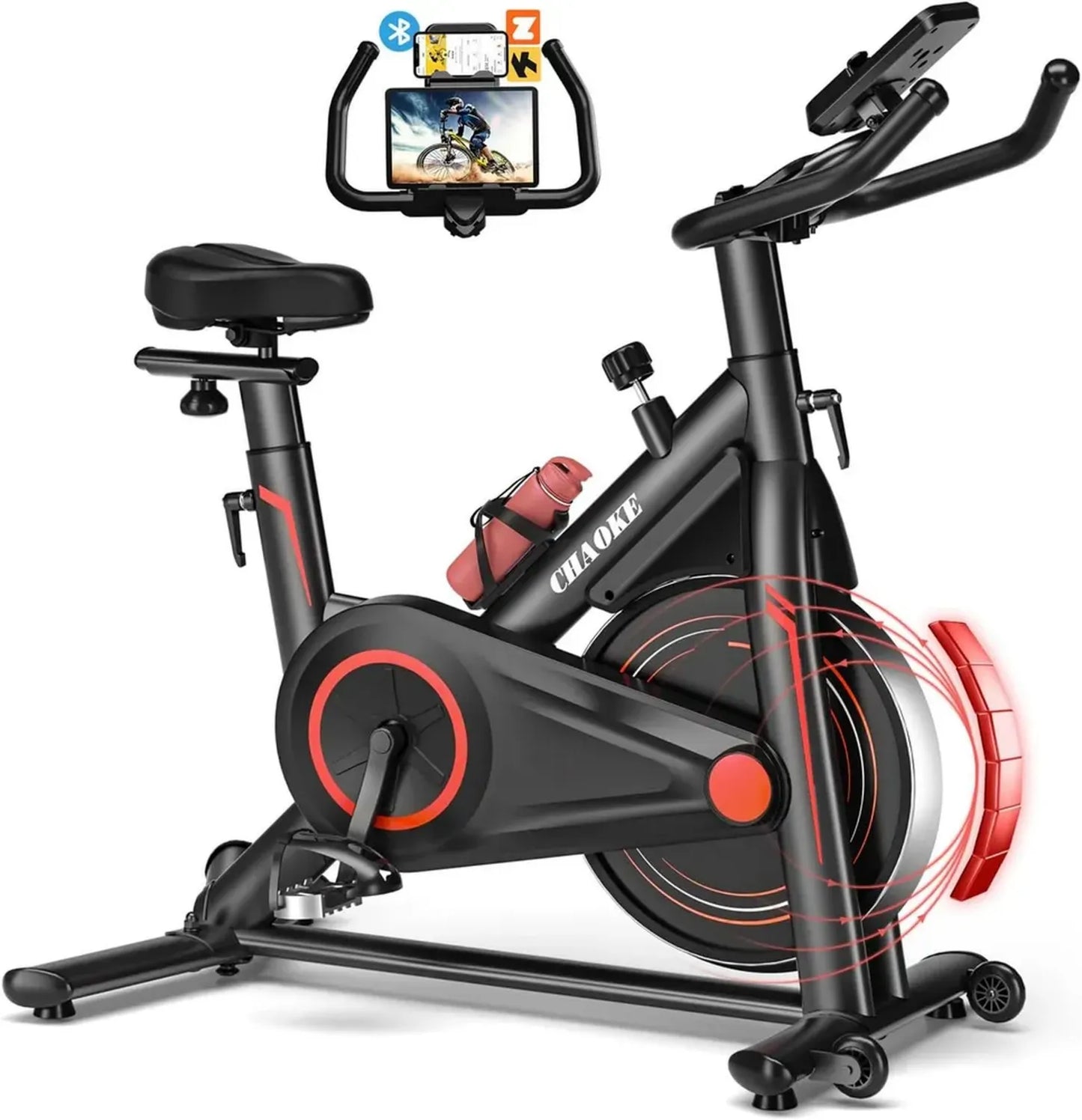 Vélo d'Appartement Silencieux avec Résistance Magnétique Réglable, Compatible avec Application, Écran LCD, Siège Confort, jusqu'à 160KG