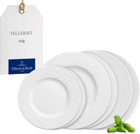 Service de Vaisselle 6 Pièces en Porcelaine Blanche Premium pour 2 Personnes – Compatible Lave-Vaisselle et Micro-ondes